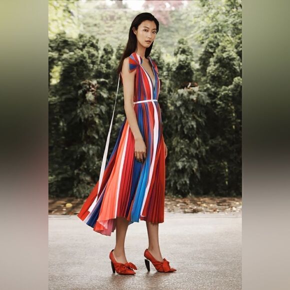 PRABAL GURÚNG made in the USA SILK PLEADED MULTICOLORED FUN - Picture 1 of 8